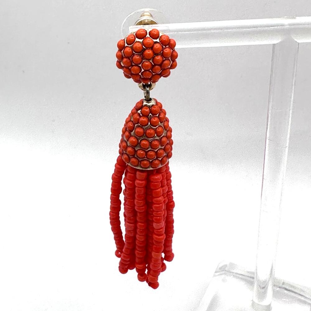 Baublebar Coral Beaded Tassel Earring Western Dangle Drop Boho Jewelry